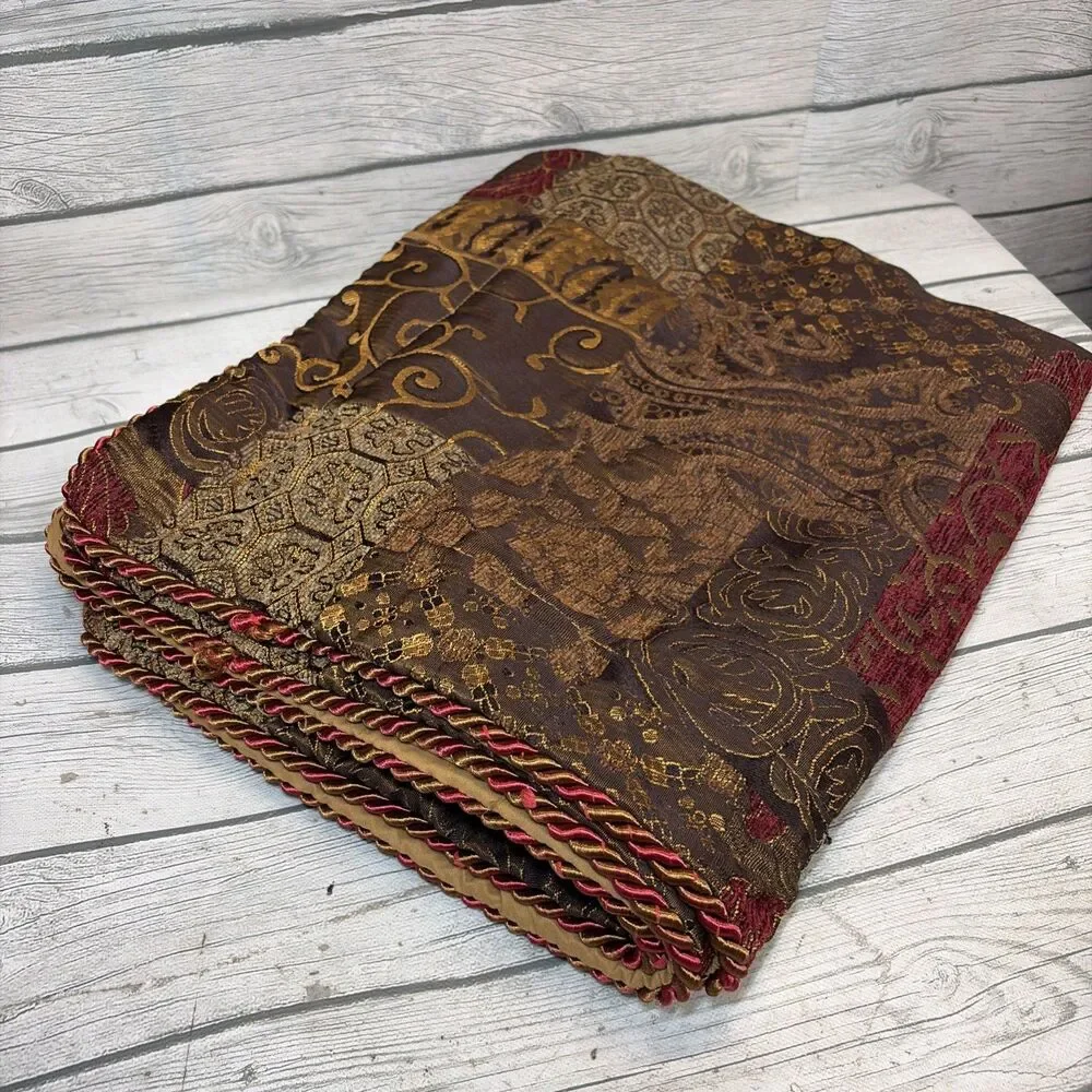 2X Croscill Galleria Patchwork King Pillow Sham Jacquard Twist Cord Trim Elegant